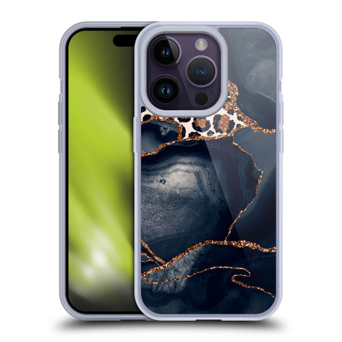 UtArt Wild Cat Marble Leopard Soft Gel Case for Apple iPhone 14 Pro
