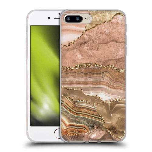 UtArt Wild Cat Marble Beige Gold Soft Gel Case for Apple iPhone 7 Plus / iPhone 8 Plus