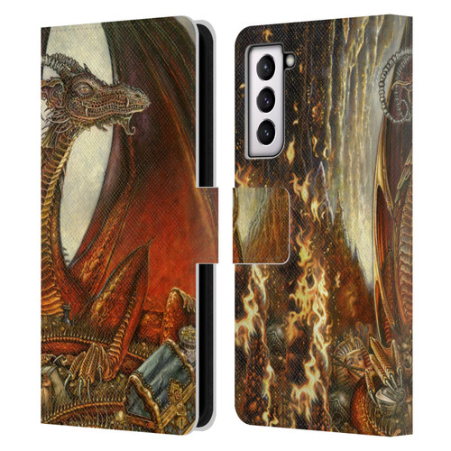Myles Pinkney Mythical Treasure Dragon Leather Book Wallet Case Cover For Samsung Galaxy S21 5G