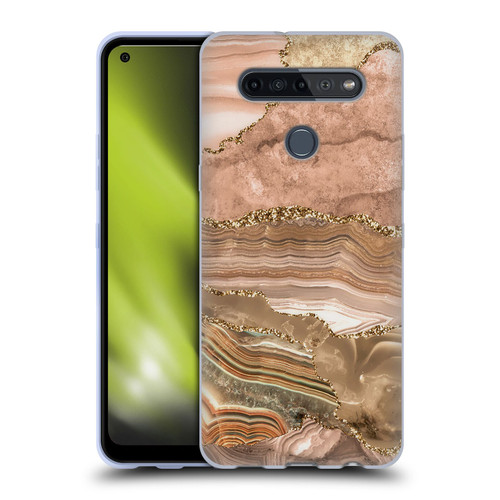 UtArt Wild Cat Marble Beige Gold Soft Gel Case for LG K51S