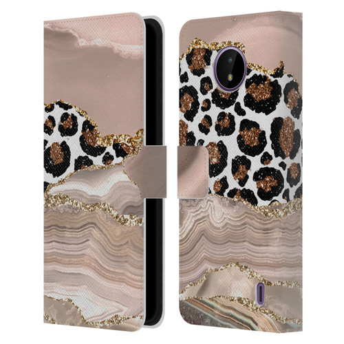 UtArt Wild Cat Marble Cheetah Waves Leather Book Wallet Case Cover For Nokia C10 / C20