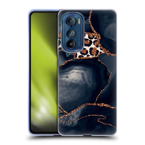 UtArt Wild Cat Marble Leopard Soft Gel Case for Motorola Edge 30