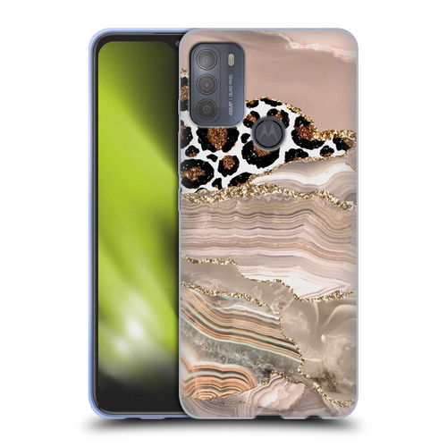 UtArt Wild Cat Marble Cheetah Waves Soft Gel Case for Motorola Moto G50