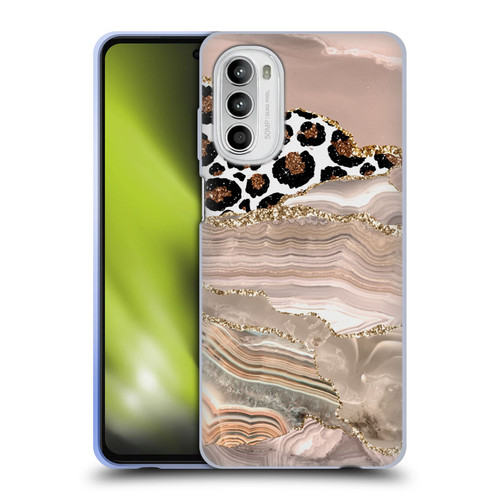 UtArt Wild Cat Marble Cheetah Waves Soft Gel Case for Motorola Moto G52