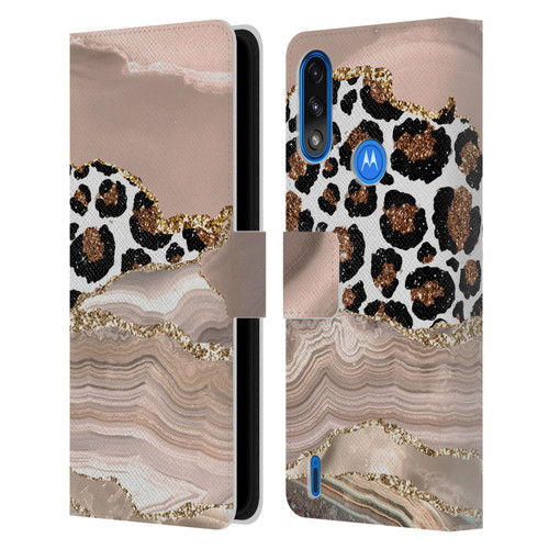 UtArt Wild Cat Marble Cheetah Waves Leather Book Wallet Case Cover For Motorola Moto E7 Power / Moto E7i Power