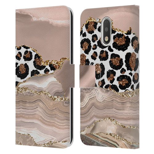UtArt Wild Cat Marble Cheetah Waves Leather Book Wallet Case Cover For Motorola Moto G41