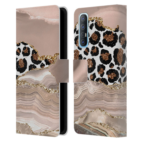 UtArt Wild Cat Marble Cheetah Waves Leather Book Wallet Case Cover For OPPO Find X2 Neo 5G