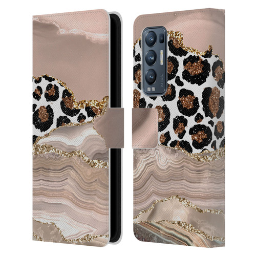 UtArt Wild Cat Marble Cheetah Waves Leather Book Wallet Case Cover For OPPO Find X3 Neo / Reno5 Pro+ 5G