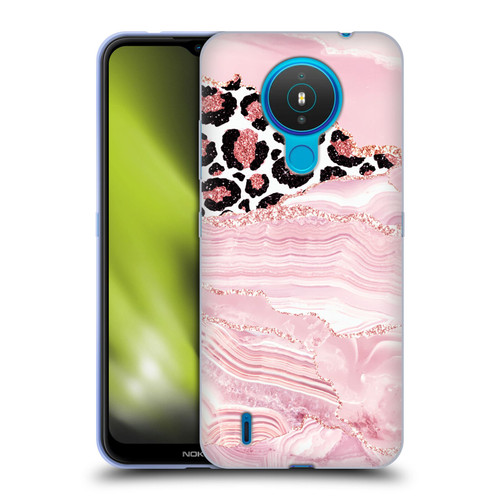 UtArt Wild Cat Marble Pink Glitter Soft Gel Case for Nokia 1.4