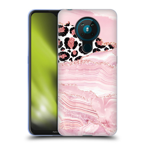UtArt Wild Cat Marble Pink Glitter Soft Gel Case for Nokia 5.3
