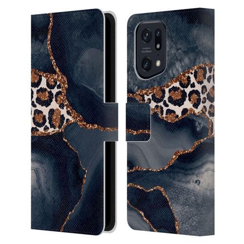 UtArt Wild Cat Marble Leopard Leather Book Wallet Case Cover For OPPO Find X5 Pro