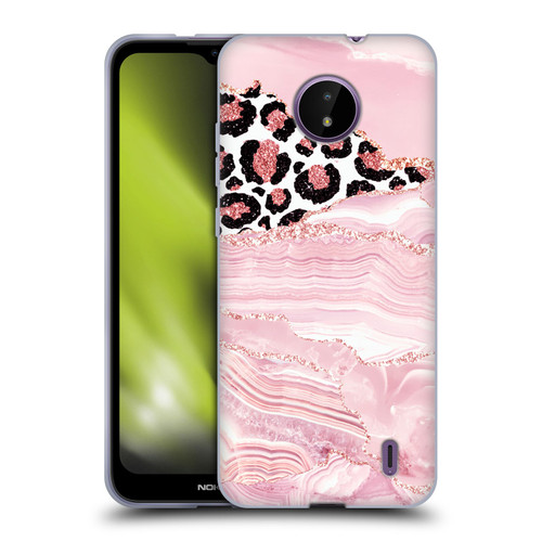 UtArt Wild Cat Marble Pink Glitter Soft Gel Case for Nokia C10 / C20