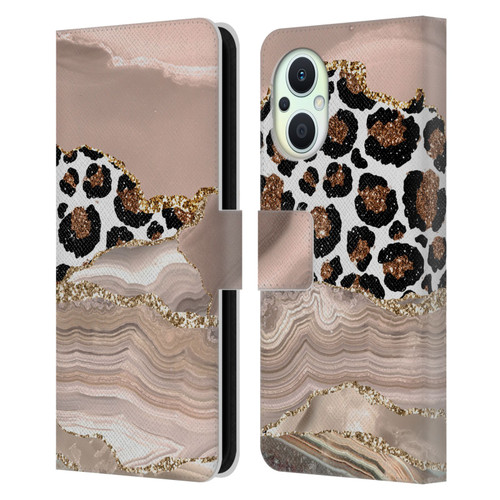 UtArt Wild Cat Marble Cheetah Waves Leather Book Wallet Case Cover For OPPO Reno8 Lite
