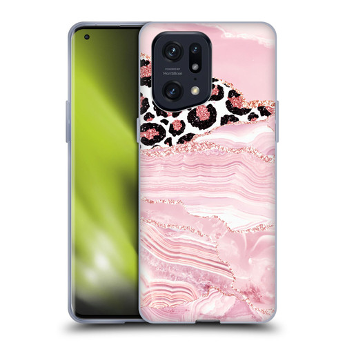 UtArt Wild Cat Marble Pink Glitter Soft Gel Case for OPPO Find X5 Pro