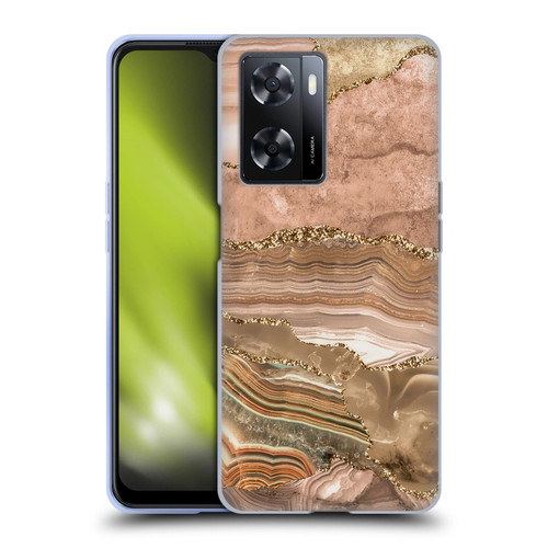 UtArt Wild Cat Marble Beige Gold Soft Gel Case for OPPO A57s