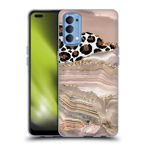 UtArt Wild Cat Marble Cheetah Waves Soft Gel Case for OPPO Reno 4 5G