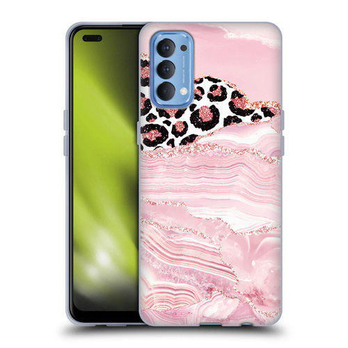 UtArt Wild Cat Marble Pink Glitter Soft Gel Case for OPPO Reno 4 5G