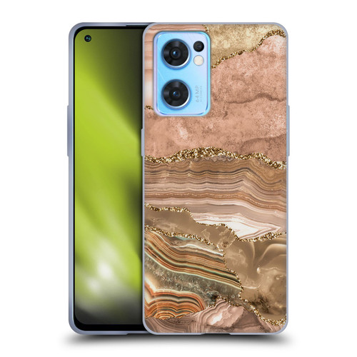 UtArt Wild Cat Marble Beige Gold Soft Gel Case for OPPO Reno7 5G / Find X5 Lite