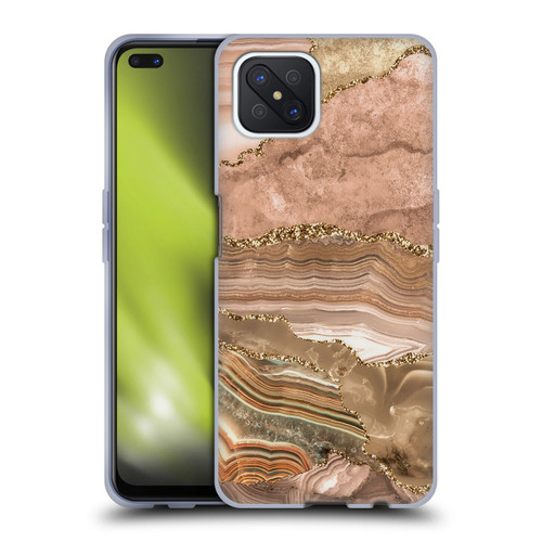 UtArt Wild Cat Marble Beige Gold Soft Gel Case for OPPO Reno4 Z 5G