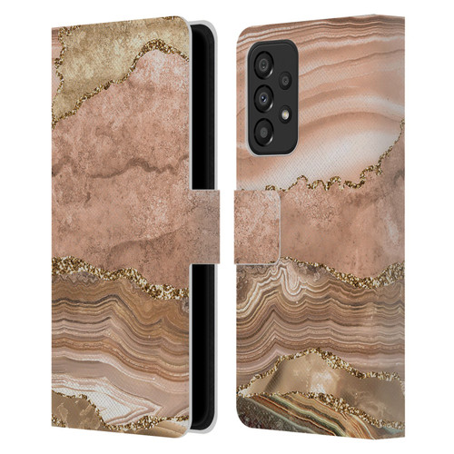UtArt Wild Cat Marble Beige Gold Leather Book Wallet Case Cover For Samsung Galaxy A33 5G (2022)