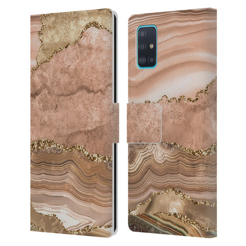 UtArt Wild Cat Marble Beige Gold Leather Book Wallet Case Cover For Samsung Galaxy A51 (2019)