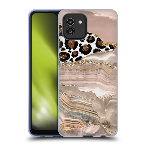 UtArt Wild Cat Marble Cheetah Waves Soft Gel Case for Samsung Galaxy A03 (2021)