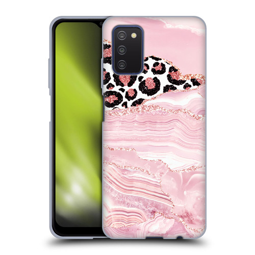 UtArt Wild Cat Marble Pink Glitter Soft Gel Case for Samsung Galaxy A03s (2021)