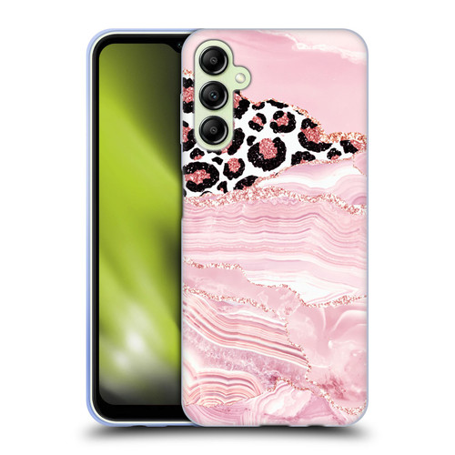 UtArt Wild Cat Marble Pink Glitter Soft Gel Case for Samsung Galaxy A14 5G
