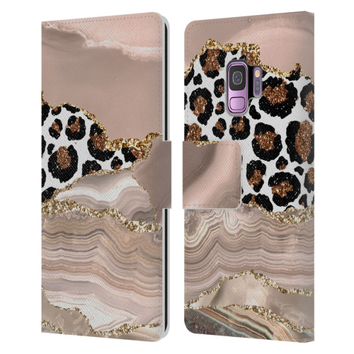 UtArt Wild Cat Marble Cheetah Waves Leather Book Wallet Case Cover For Samsung Galaxy S9