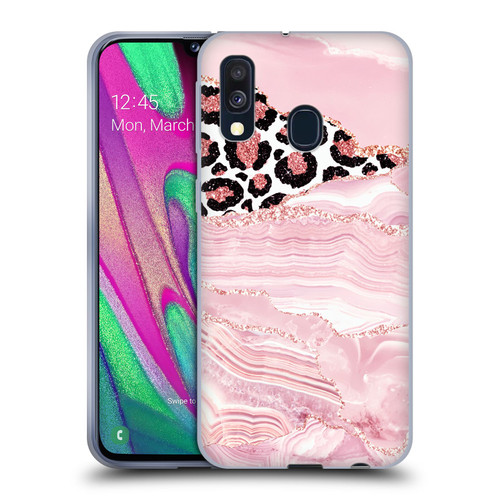 UtArt Wild Cat Marble Pink Glitter Soft Gel Case for Samsung Galaxy A40 (2019)