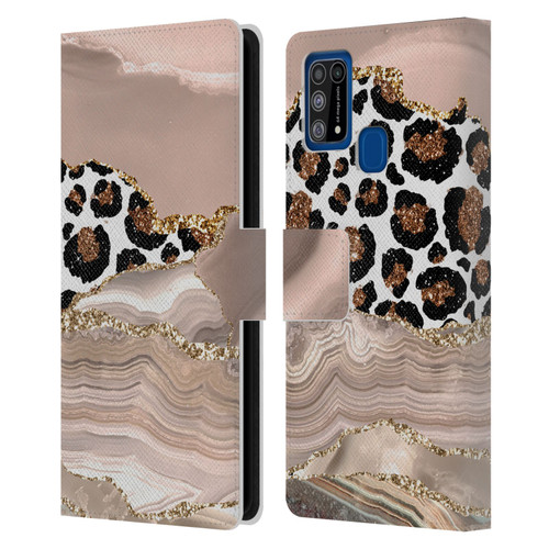 UtArt Wild Cat Marble Cheetah Waves Leather Book Wallet Case Cover For Samsung Galaxy M31 (2020)