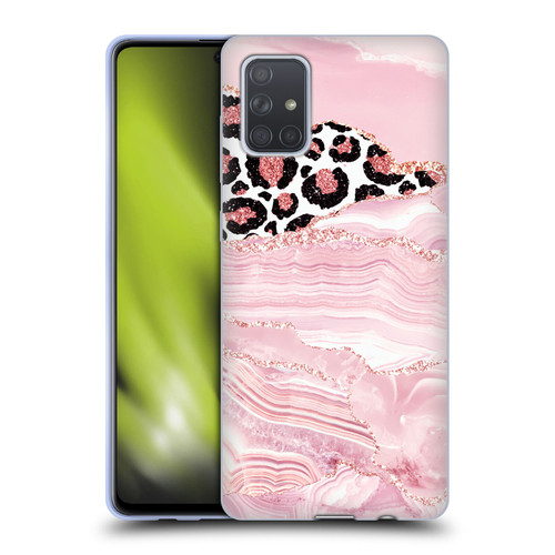 UtArt Wild Cat Marble Pink Glitter Soft Gel Case for Samsung Galaxy A71 (2019)