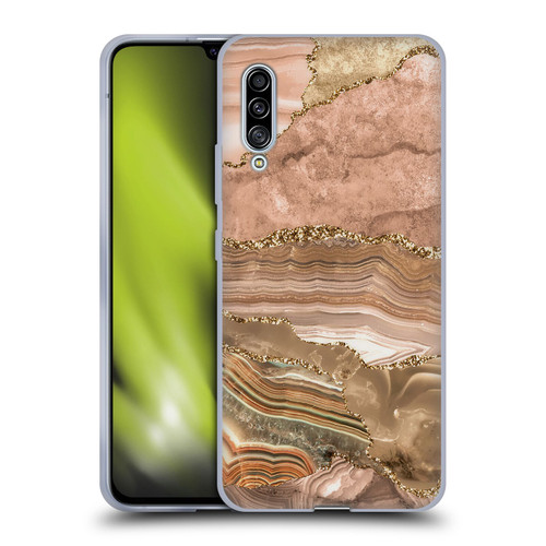 UtArt Wild Cat Marble Beige Gold Soft Gel Case for Samsung Galaxy A90 5G (2019)