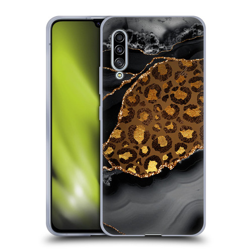 UtArt Wild Cat Marble Dark Gilded Leopard Soft Gel Case for Samsung Galaxy A90 5G (2019)