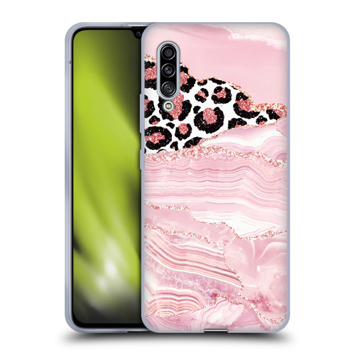 UtArt Wild Cat Marble Pink Glitter Soft Gel Case for Samsung Galaxy A90 5G (2019)