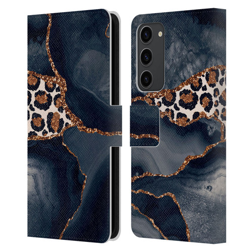 UtArt Wild Cat Marble Leopard Leather Book Wallet Case Cover For Samsung Galaxy S23+ 5G