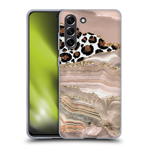 UtArt Wild Cat Marble Cheetah Waves Soft Gel Case for Samsung Galaxy S21 FE 5G