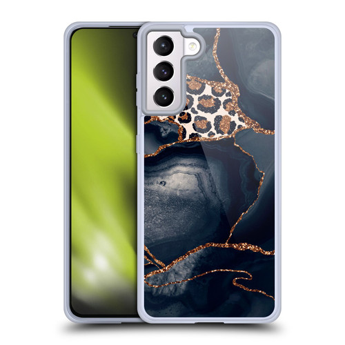 UtArt Wild Cat Marble Leopard Soft Gel Case for Samsung Galaxy S21+ 5G
