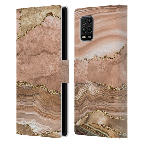 UtArt Wild Cat Marble Beige Gold Leather Book Wallet Case Cover For Xiaomi Mi 10 Lite 5G