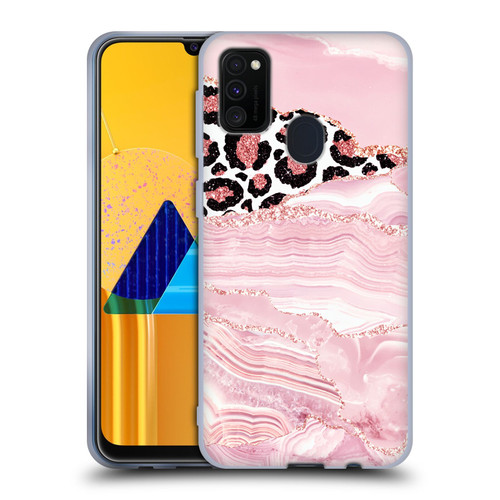 UtArt Wild Cat Marble Pink Glitter Soft Gel Case for Samsung Galaxy M30s (2019)/M21 (2020)