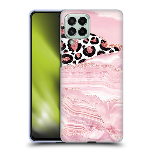 UtArt Wild Cat Marble Pink Glitter Soft Gel Case for Samsung Galaxy M53 (2022)