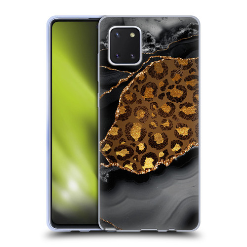 UtArt Wild Cat Marble Dark Gilded Leopard Soft Gel Case for Samsung Galaxy Note10 Lite