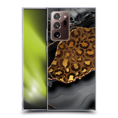 UtArt Wild Cat Marble Dark Gilded Leopard Soft Gel Case for Samsung Galaxy Note20 Ultra / 5G