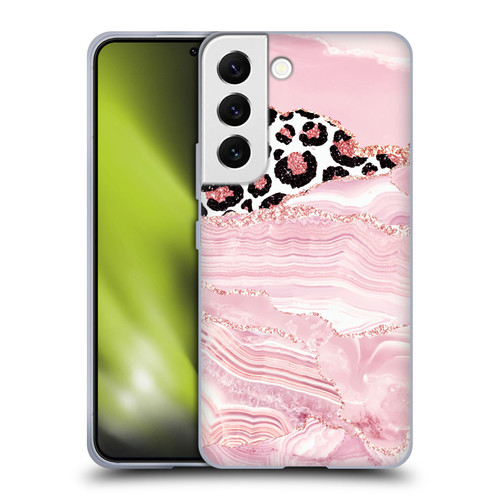 UtArt Wild Cat Marble Pink Glitter Soft Gel Case for Samsung Galaxy S22 5G
