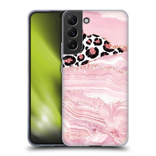 UtArt Wild Cat Marble Pink Glitter Soft Gel Case for Samsung Galaxy S22+ 5G
