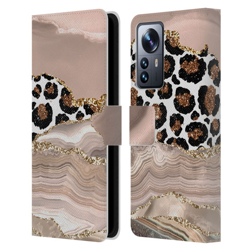 UtArt Wild Cat Marble Cheetah Waves Leather Book Wallet Case Cover For Xiaomi 12 Pro