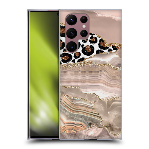 UtArt Wild Cat Marble Cheetah Waves Soft Gel Case for Samsung Galaxy S22 Ultra 5G