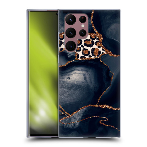 UtArt Wild Cat Marble Leopard Soft Gel Case for Samsung Galaxy S22 Ultra 5G