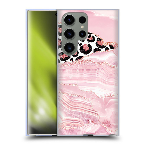UtArt Wild Cat Marble Pink Glitter Soft Gel Case for Samsung Galaxy S23 Ultra 5G