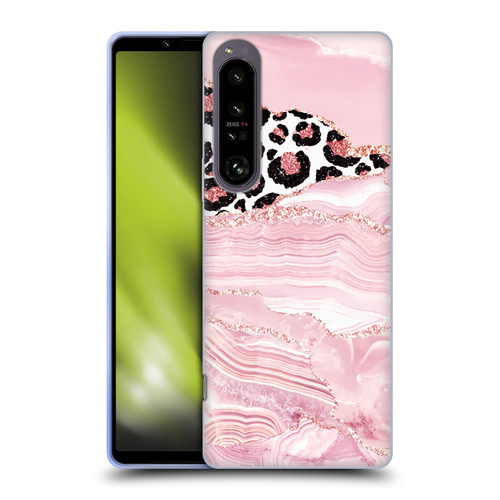 UtArt Wild Cat Marble Pink Glitter Soft Gel Case for Sony Xperia 1 IV
